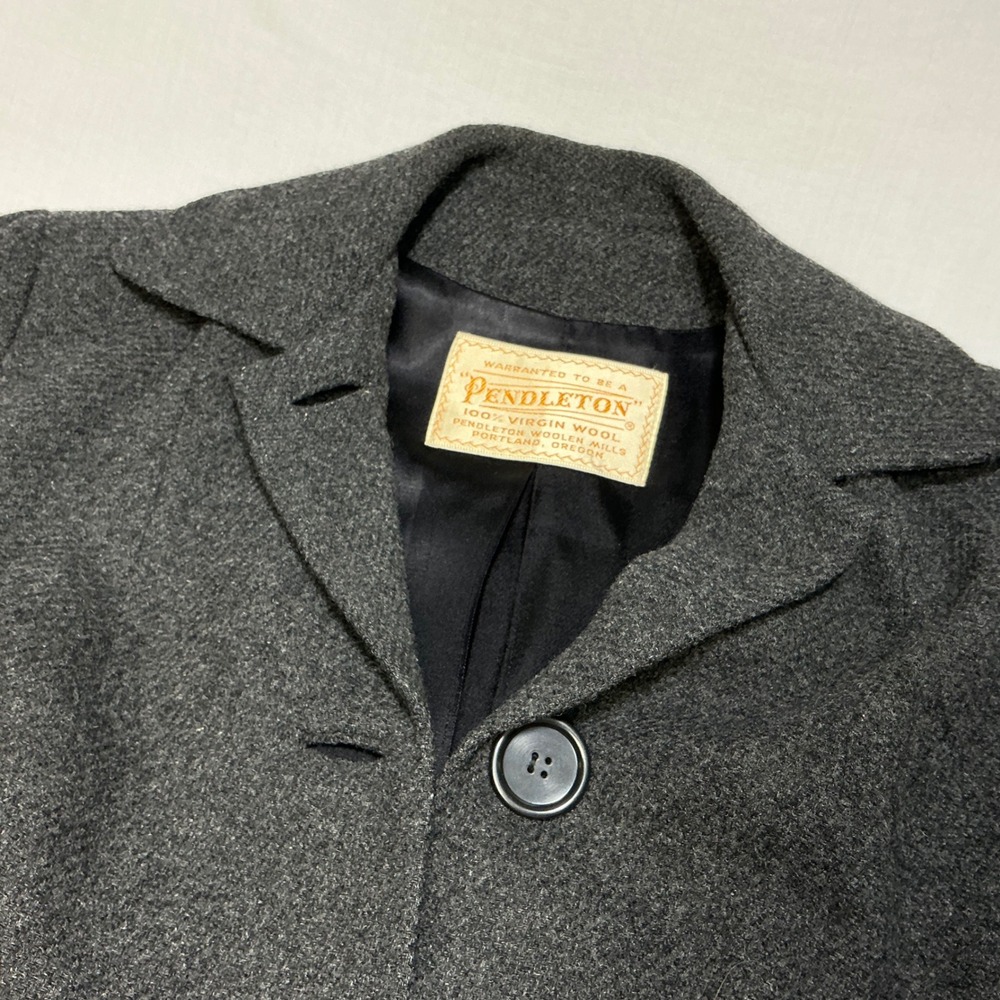 Pendleton Wool Coat Jacket Gray Herringbone Class… - image 6